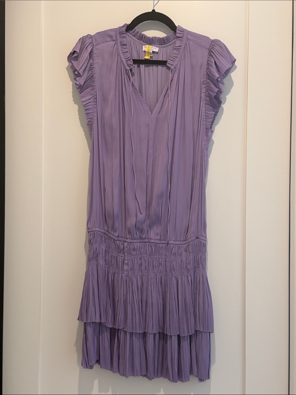 Lilac Pleated Ruffle Tiered Dress